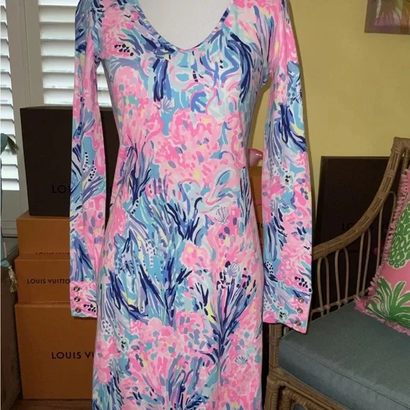 Lilly Pulitzer NWT Davie Dress Periwinkle Fan Sea Pants $98 Size XXS - Picture 7 of 11